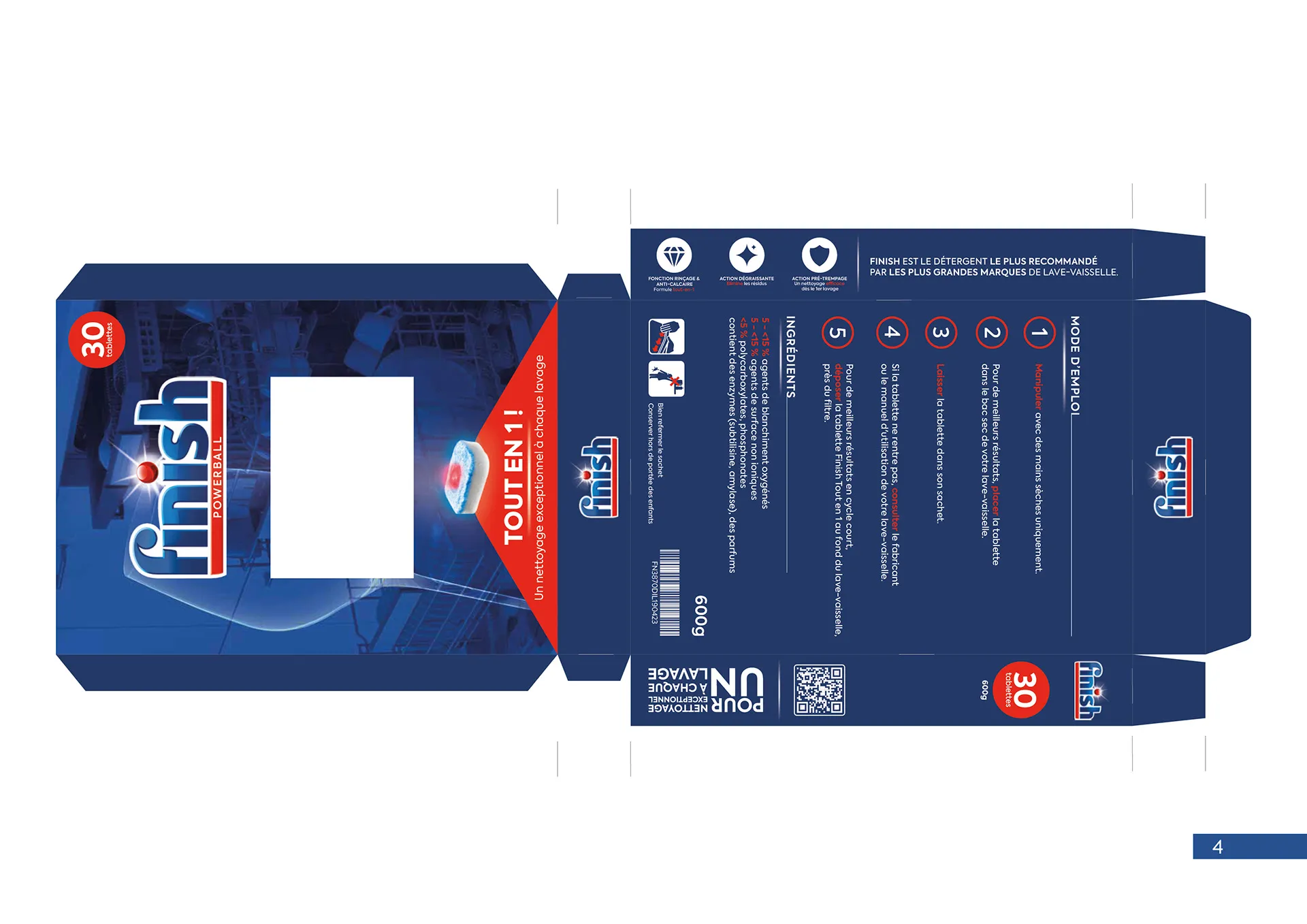 Dos du packaging Finish avec informations produit